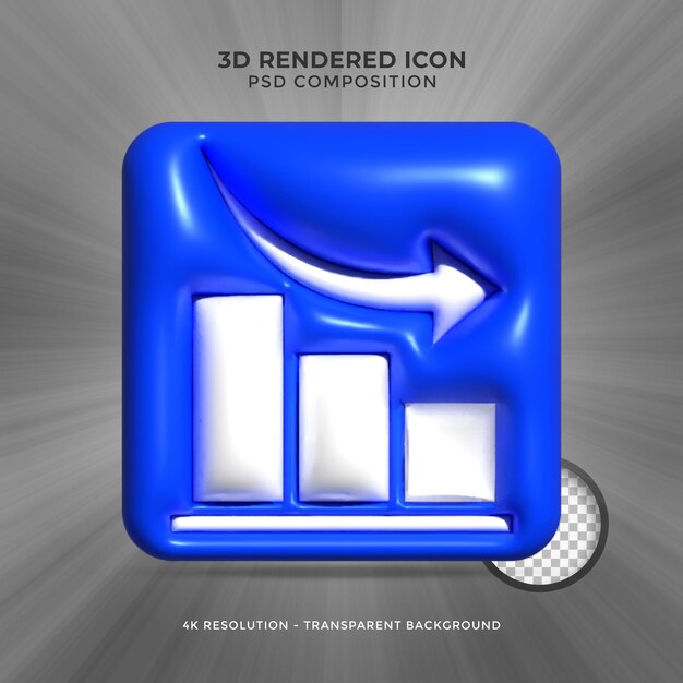3d rendering Grow thin graph bar on background 3d rendered business development to success