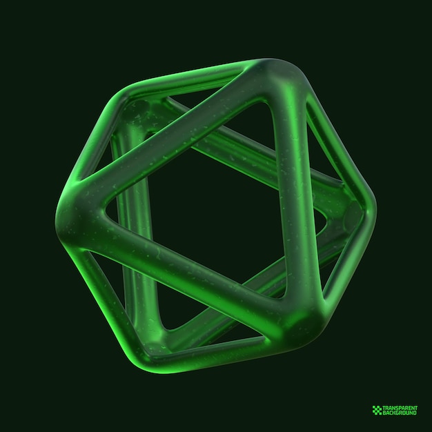 3d-rendering grüne geometrische form