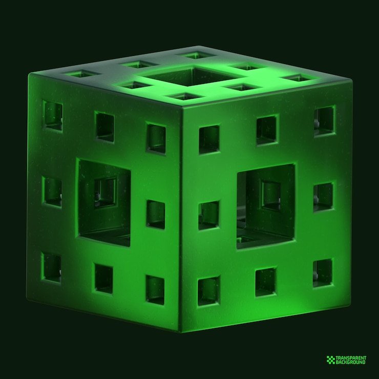 PSD 3d-rendering grüne geometrische form