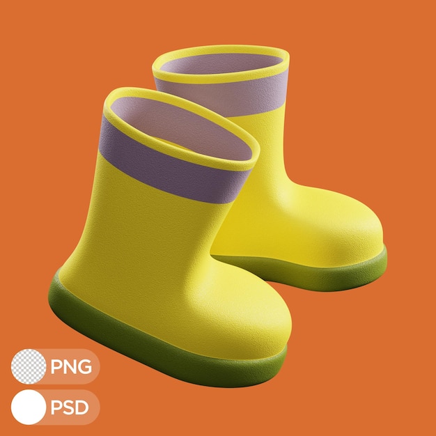 PSD 3d-rendering gummistiefel