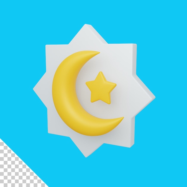 3d-rendering halbmond und stern mit ornament isoliert nützlich für islam ramadan design