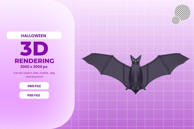 3D-Rendering Halloween-Fledermaus-Illustrationsobjekt Premium PSD