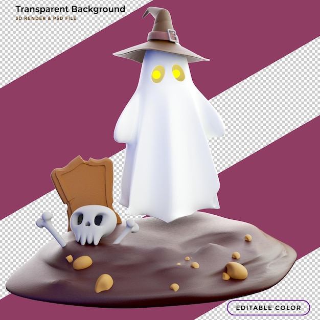 3D-Rendering Halloween mit Geist und Grab