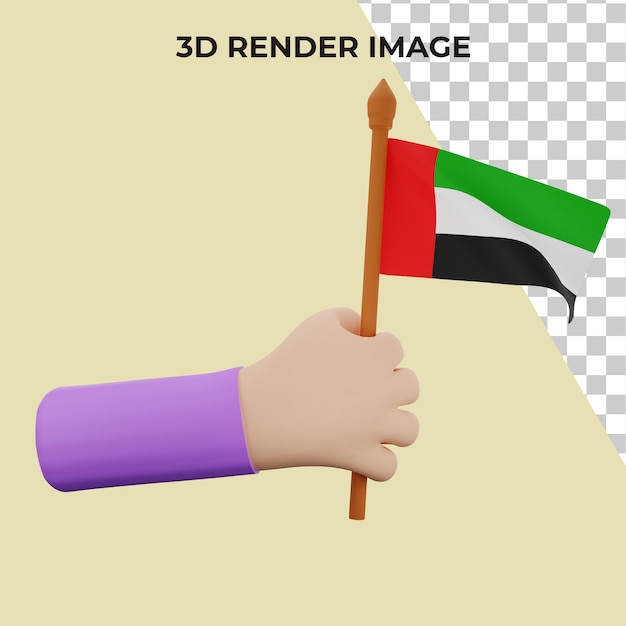 PSD 3d-rendering-hand mit dem konzept des nationalfeiertags der vereinigten arabischen emirate