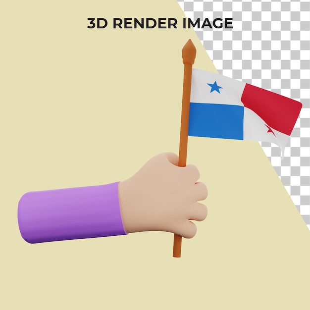 PSD 3d-rendering-hand mit panama national day-konzept