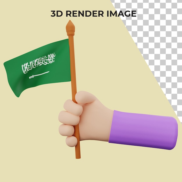 3D-Rendering-Hand mit Saudi-Arabien National Day Concept Premium PSD