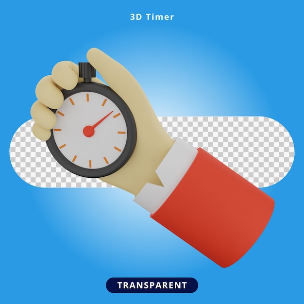 PSD 3d-rendering-hand mit timer-illustration