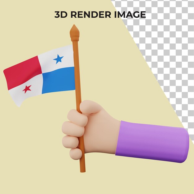 3d rendering hand with panama national day concept