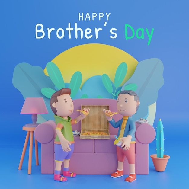 3d-rendering happy brothers day essen pizza