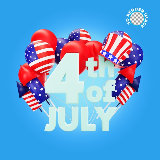 3D-Rendering Happy Fourth of July American Independence Day