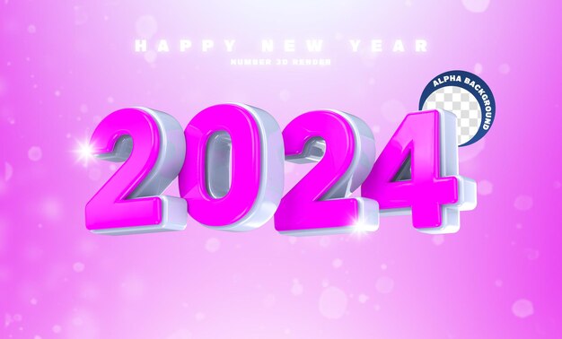 3d rendering happy new year 2024 3d text effect banner design template
