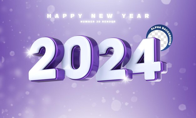 3d rendering happy new year 2024 3d text effect banner design template