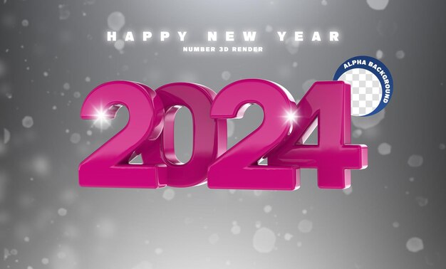 3d-Rendering Happy New Year 2024 3d-Text-Effekt-Banner-Design-Vorlage