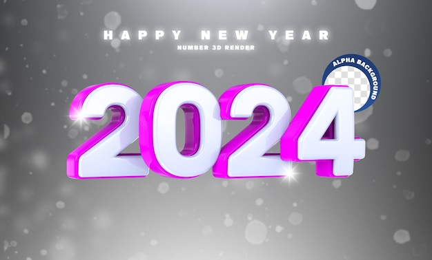 3d-Rendering Happy New Year 2024 3d-Text-Effekt-Banner-Design-Vorlage