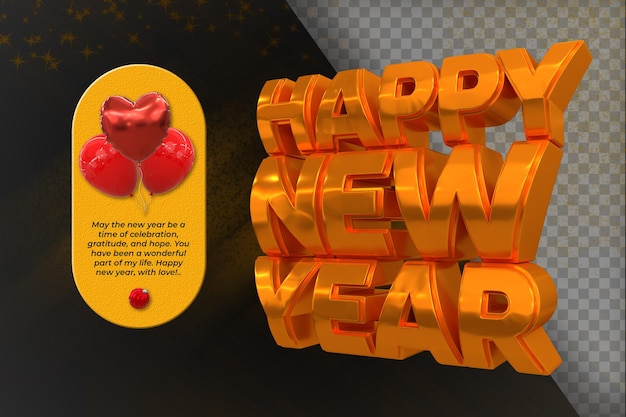 3d rendering happy new year 2024 gold 3d text effect banner design template