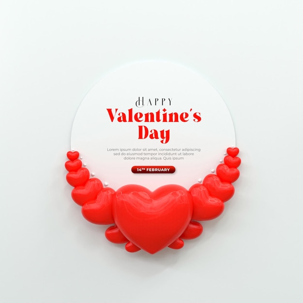 3d rendering Happy valentines day instagram o social media post day story con icona di cuorexA