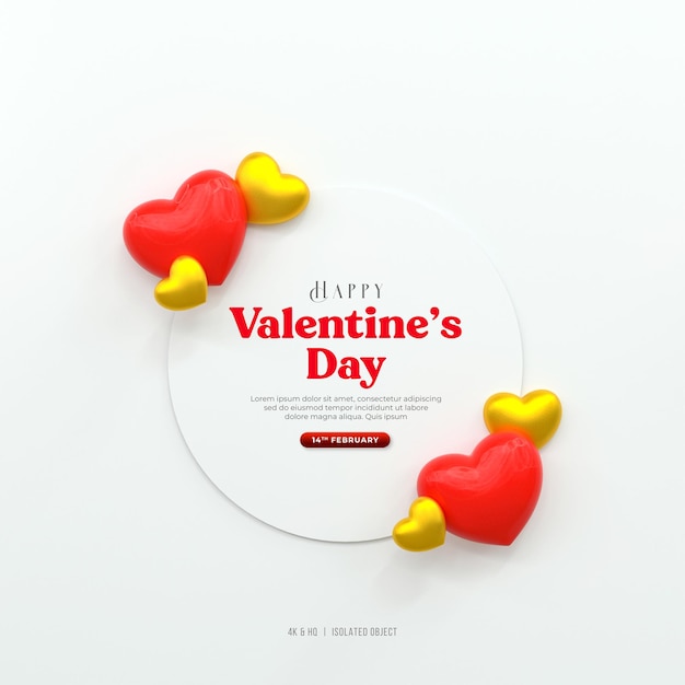 3d rendering Happy valentines day instagram o social media post day story con icona di cuorexA