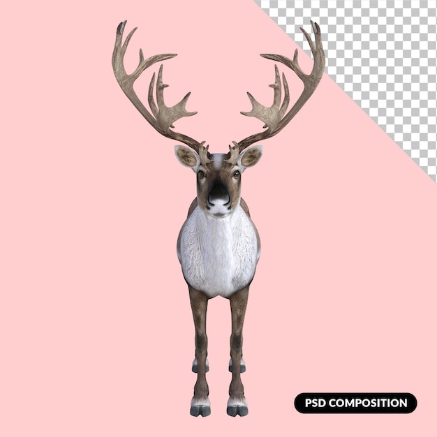 3d-Rendering Hirschtierzoo isoliert Premium PSD