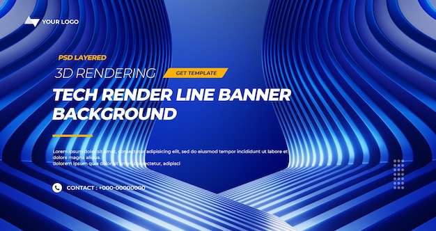 3D Rendering HiTech Lines Abstract Background Banner Layers
