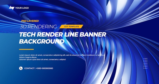 3D Rendering HiTech Lines Abstract Background Banner Layers