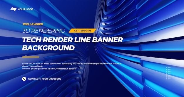 3D Rendering HiTech Lines Abstract Background Banner Layers