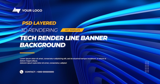 3D Rendering HiTech Lines Abstract Background Banner Layers