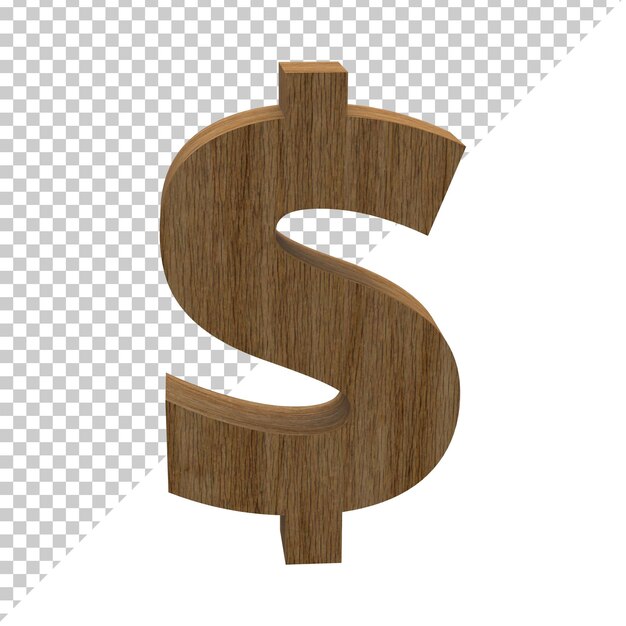 3D-Rendering Holzmaterial Dollarsymbol