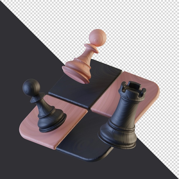 3D-Rendering Holzschach Schachbrett Bauer Turm
