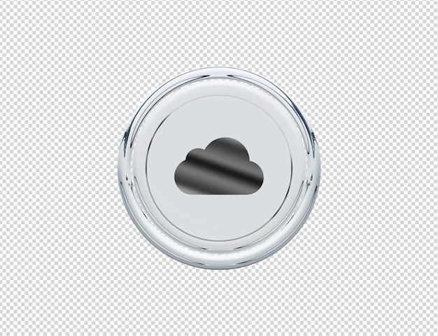 3d rendering icloud icono plata brillante