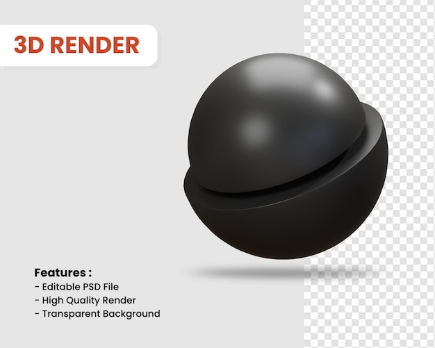 3d rendering icon of sphere isolated dark color