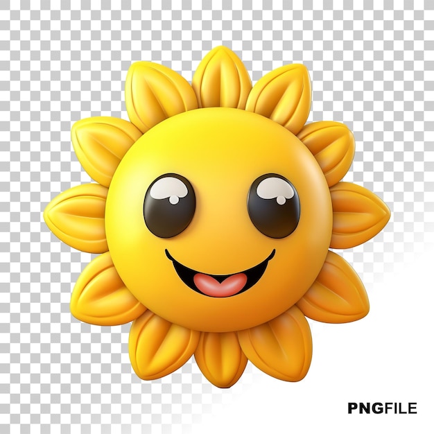 PSD 3d-rendering-icon von sonnenblumenkopf cartoon-kunststoff