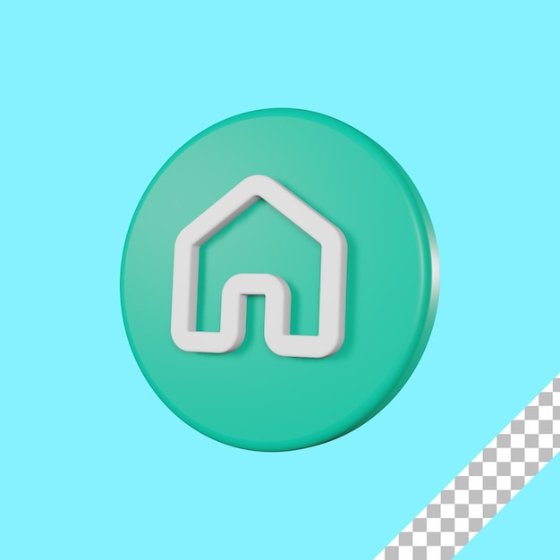 3D Rendering Icona Casa Verde Con Sfondo Trasparente