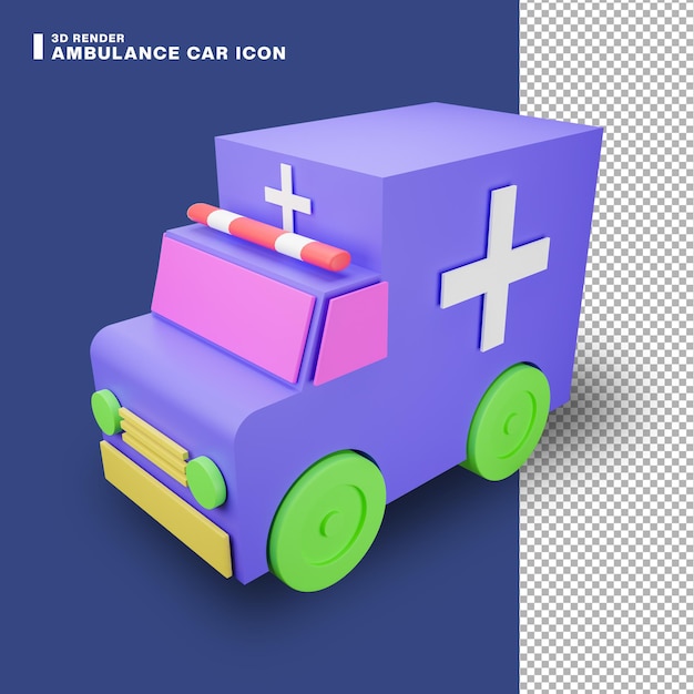 3D rendering icona dell'auto ambulanza