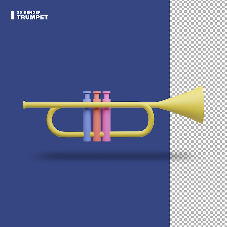 PSD 3d rendering icona della tromba