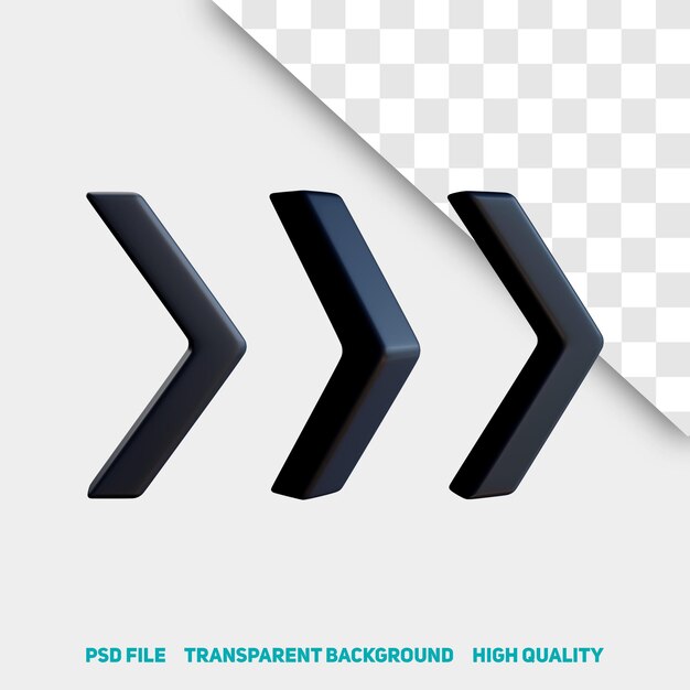 3d rendering icona psd premium freccia nera minimalista