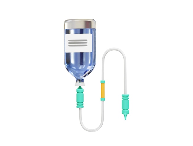 3D-Rendering-Ikonen für Infusionsbeutel mit Salzlösung