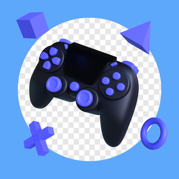 PSD 3d-rendering-illustration eines schwarzen gamecontrollers