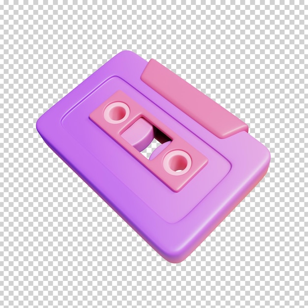 3d-rendering illustration von pink old cassette tape isoliert minimales symbol für musik