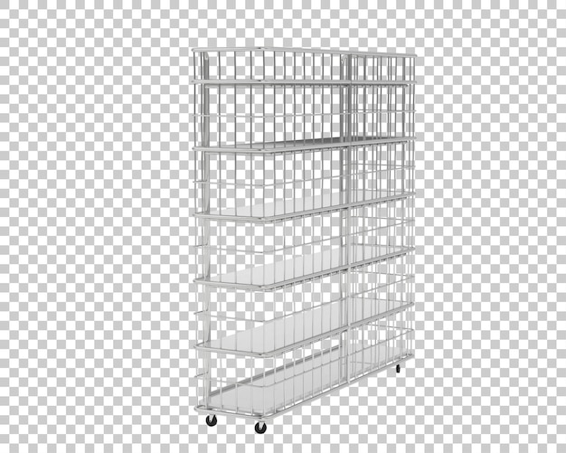 3D-Rendering-Illustration von Regalen, die auf durchsichtigem Hintergrund isoliert sind