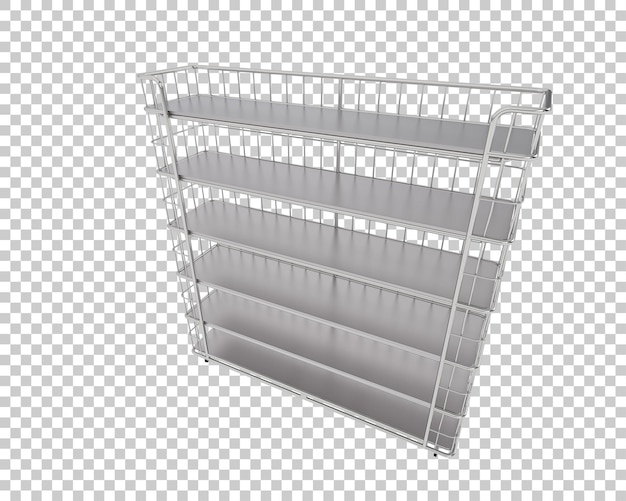 3D-Rendering-Illustration von Regalen, die auf durchsichtigem Hintergrund isoliert sind