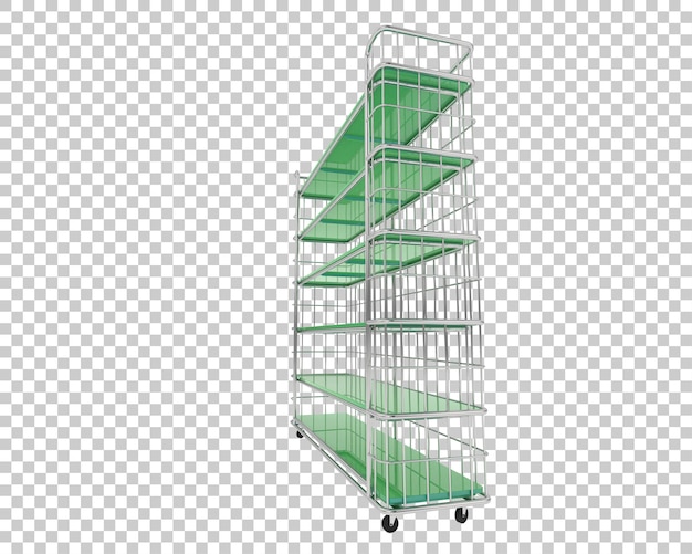 3D-Rendering-Illustration von Regalen, die auf durchsichtigem Hintergrund isoliert sind