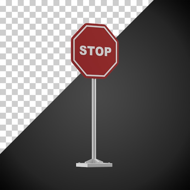3D-Rendering Illustrationssymbol Stop-Verkehrsschild