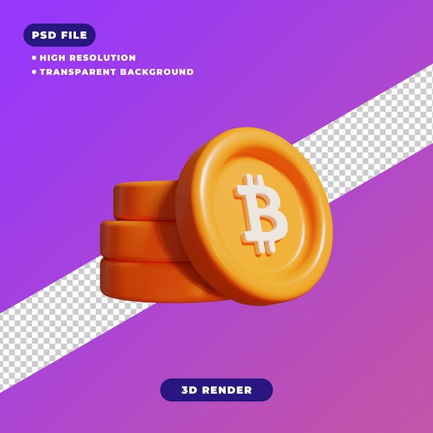 3d rendering illustrazione dell'icona bitcoin