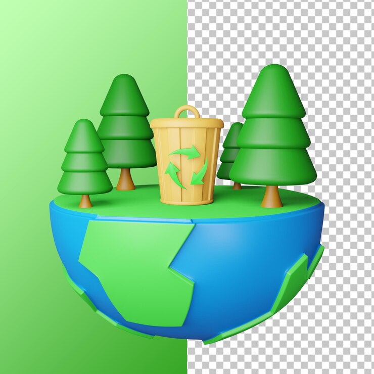 PSD 3d rendering ilustración del día internacional de la tierra