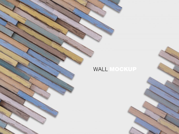 PSD 3d rendering image of  wooden wall