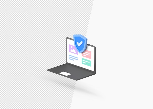 3D-Rendering-Inhaltssicherheitsdateischutz auf Laptop