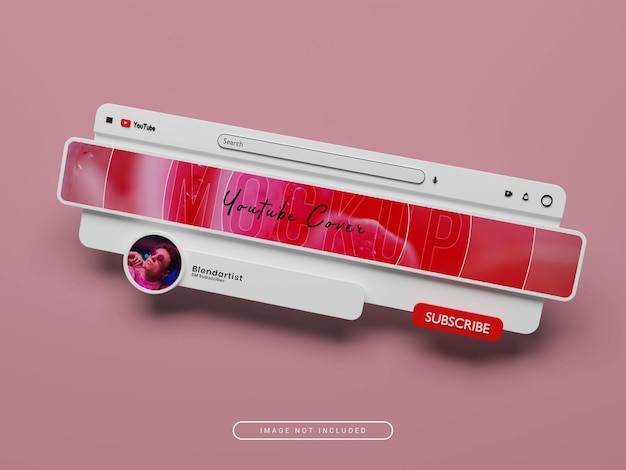 3d rendering interfaccia youtube copertina o mockup banner