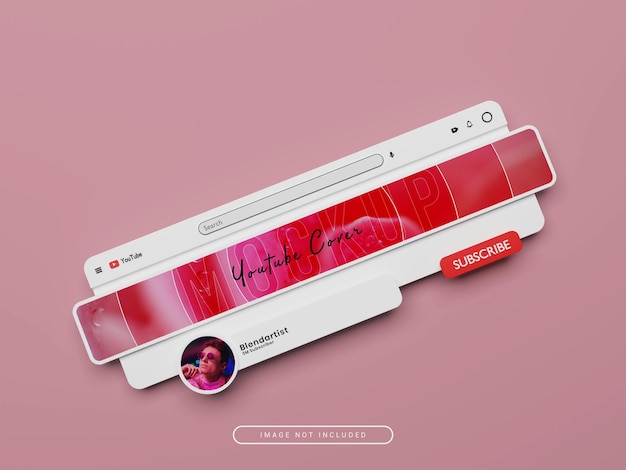 3d rendering interfaccia youtube copertina o mockup banner