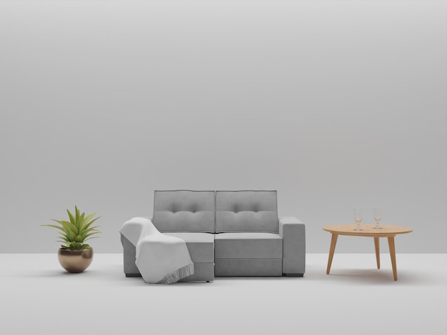 3D-Rendering Interieur mit Sofa im Wohnzimmer