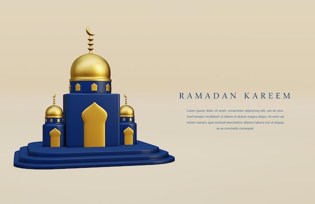 PSD 3d-rendering islamische ramadan-banner-grüße